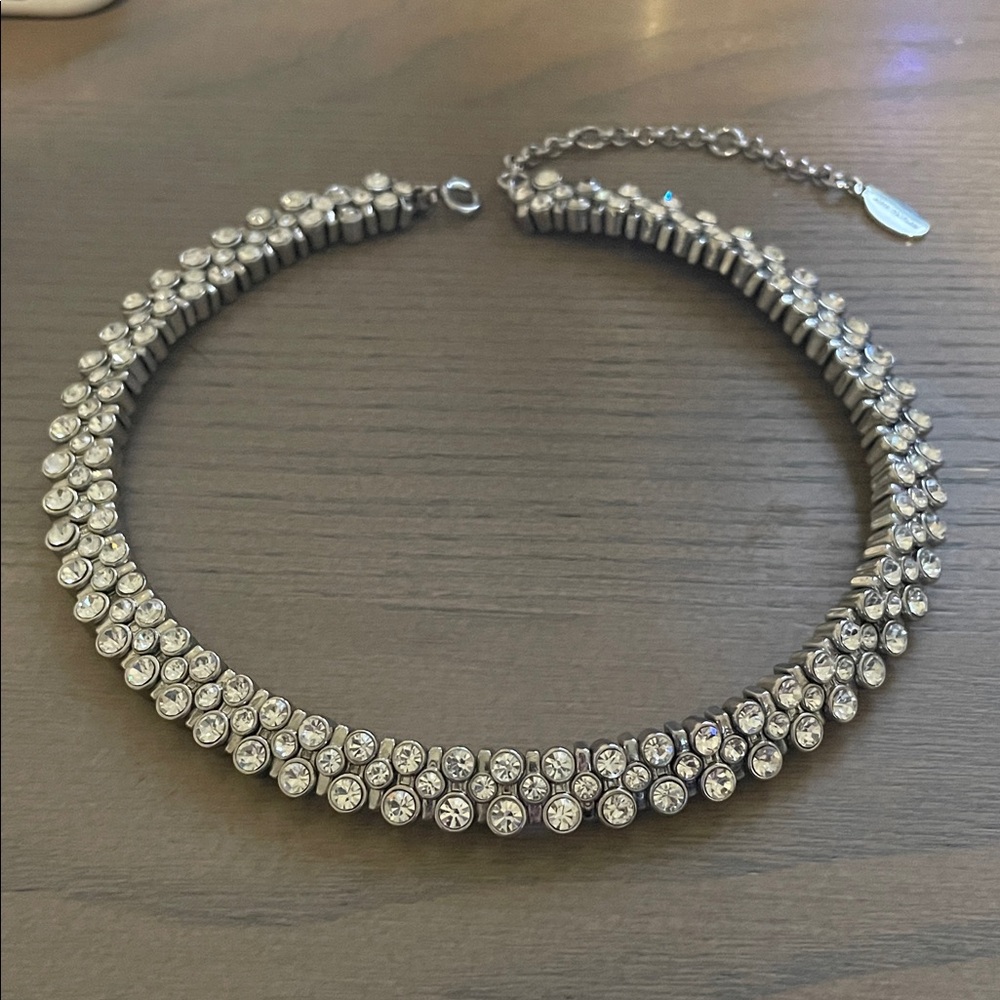 Ann Taylor Silver Rhinestone Starlight Stretch Adjustable Choker Necklace NWOT